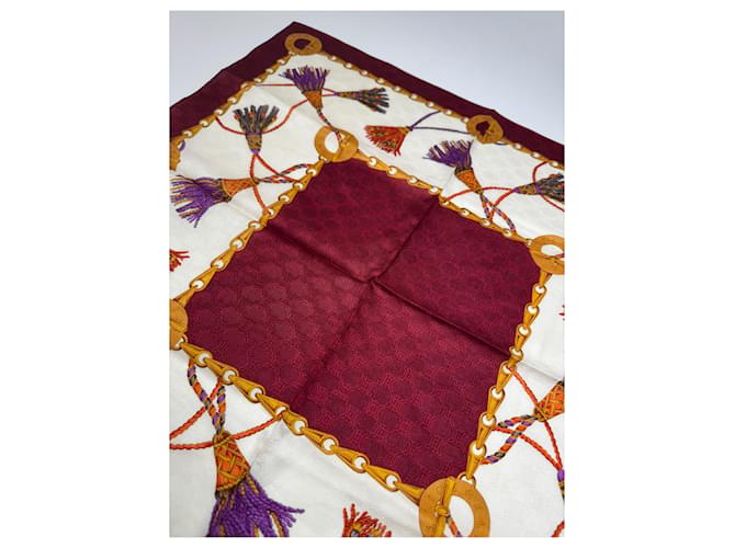 Céline Sciarpa vintage Celine monogramma viola bianca Bordò - vista 2