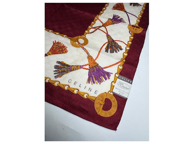 Céline Sciarpa vintage Celine monogramma viola bianca Bordò - vista 3