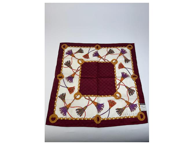 Céline Sciarpa vintage Celine monogramma viola bianca Bordò - vista 5