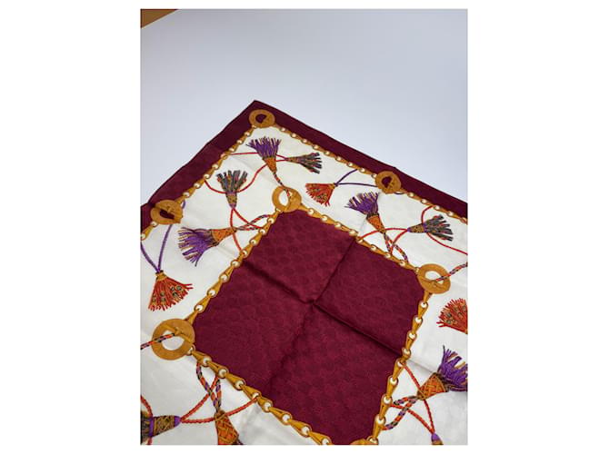 Céline Sciarpa vintage Celine monogramma viola bianca Bordò - vista 6