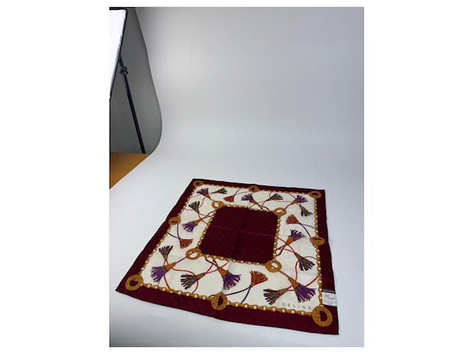 Céline Sciarpa vintage Celine monogramma viola bianca Bordò - vista 7