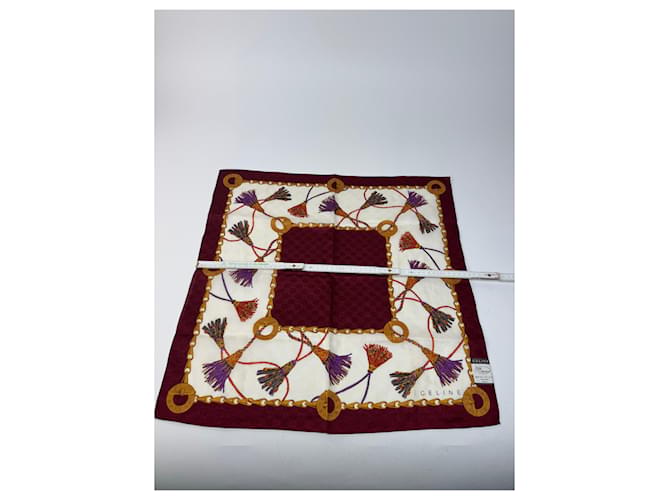 Céline Sciarpa vintage Celine monogramma viola bianca Bordò - vista 8