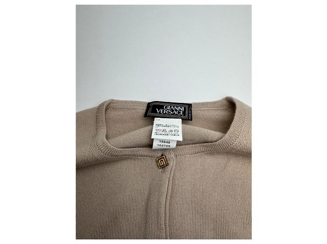 Vintage Gianni Versace Wollcardigan Beige M - Ansicht 6