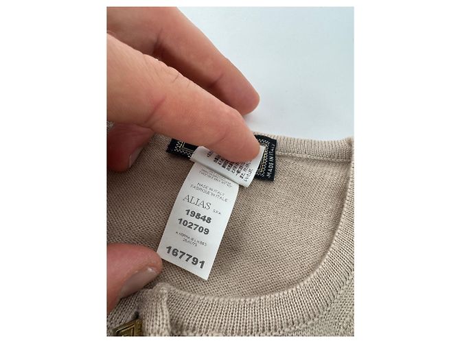 Vintage Gianni Versace Wollcardigan Beige M - Ansicht 8