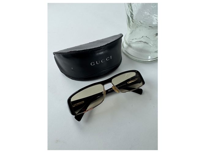 Occhiali da sole Gucci vintage neri e marroni Nero - vista 14