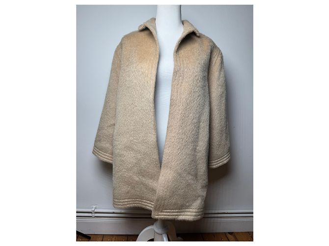Vintage Givenchy Lama-Haar Mantel Beige M/L - Ansicht 12
