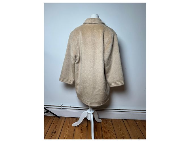 Vintage Givenchy Lama-Haar Mantel Beige M/L - Ansicht 3