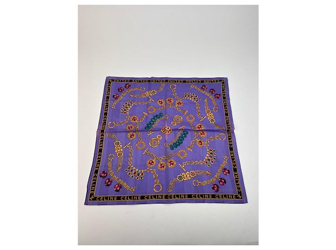 Céline Sciarpa Vintage Celine Parigi Viola Oro Porpora - vista 10