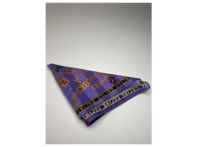 Céline Sciarpa Vintage Celine Parigi Viola Oro Porpora - vista 2