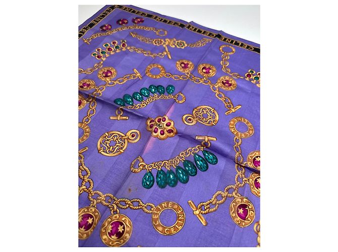Céline Sciarpa Vintage Celine Parigi Viola Oro Porpora - vista 3