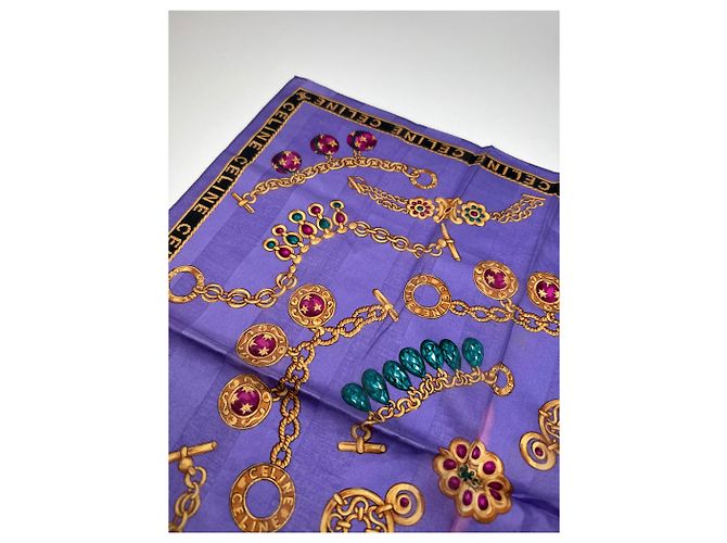 Céline Sciarpa Vintage Celine Parigi Viola Oro Porpora - vista 5