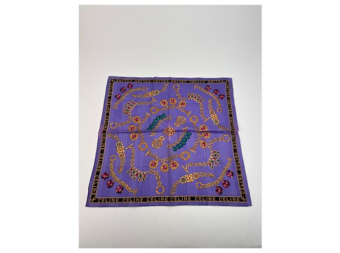 Céline Sciarpa Vintage Celine Parigi Viola Oro Porpora - vista 6