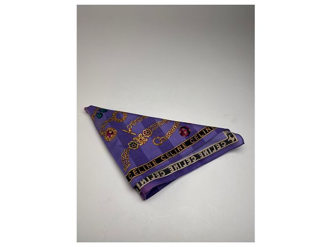 Céline Sciarpa Vintage Celine Parigi Viola Oro Porpora - vista 9