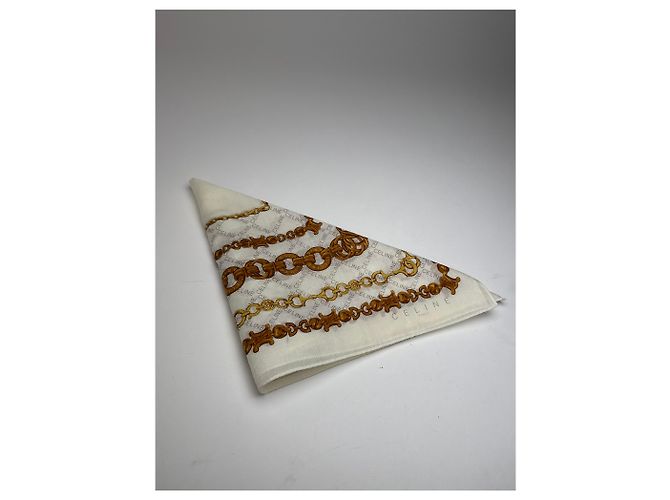 Céline Sciarpa Barocca Vintage Celine Bianco dorato D'oro - vista 10