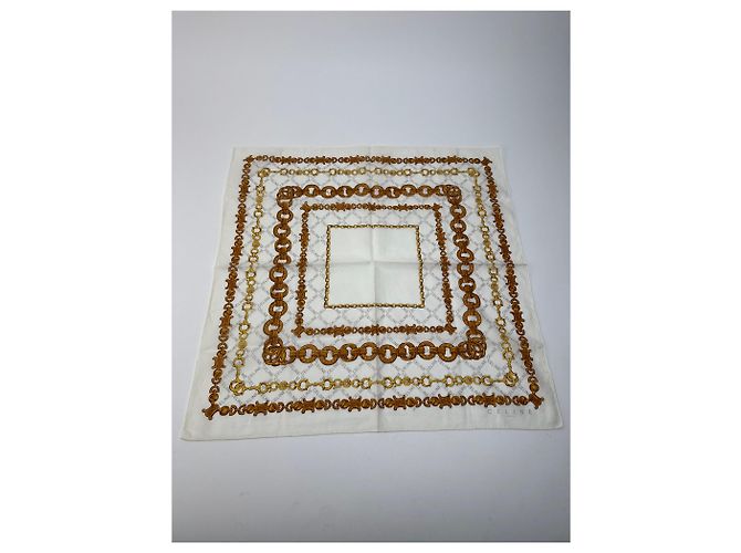 Céline Sciarpa Barocca Vintage Celine Bianco dorato D'oro - vista 11