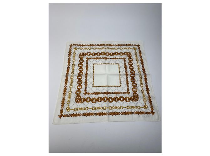 Céline Sciarpa Barocca Vintage Celine Bianco dorato D'oro - vista 5