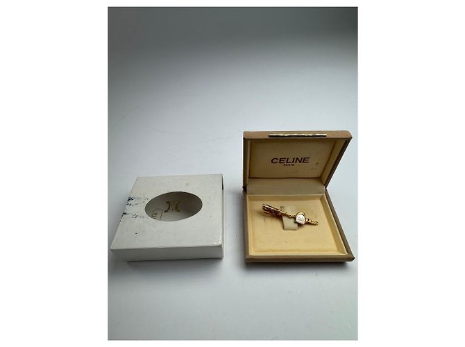 Céline Goldene Klemme mit Vintage Celine Paris Wagenlogo - Ansicht 2