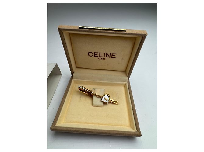Céline Goldene Klemme mit Vintage Celine Paris Wagenlogo - Ansicht 9