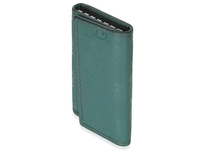 Portachiavi in pelle GG embossata verde Gucci - vista 3