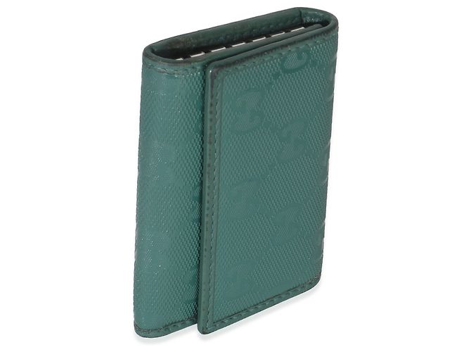 Portachiavi in pelle GG embossata verde Gucci - vista 4