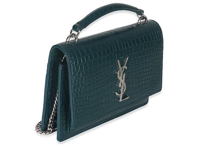 Cartera de cadena Monogram Sunset en piel de ternera con estampado de cocodrilo teal de Saint Laurent - Ansicht 4