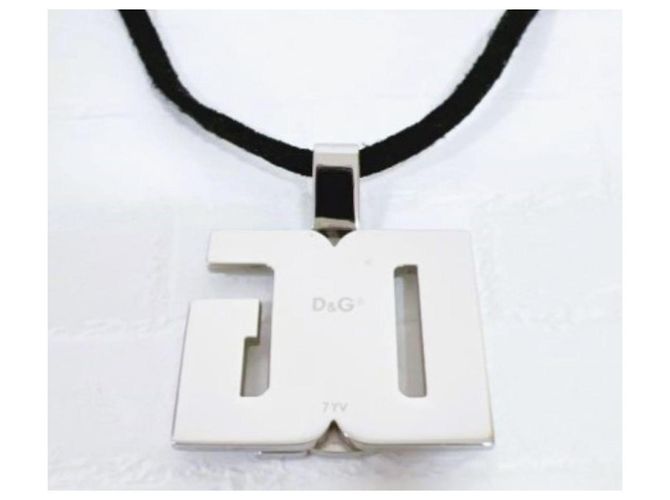 Iconico collier DOLCE & GABBANA “Overlap” cordino camoscio nero e sawarovski Argento - vista 11