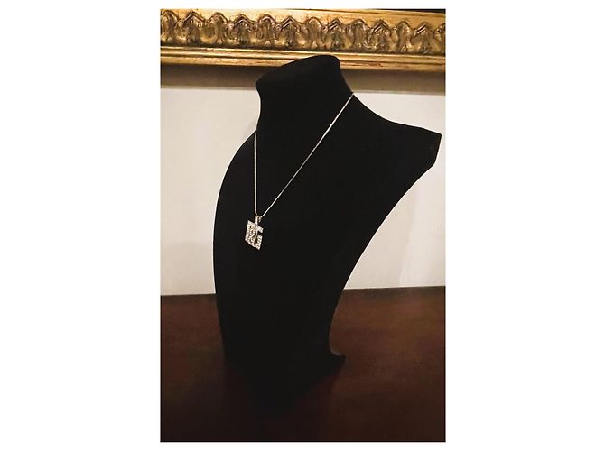 Iconico collier DOLCE & GABBANA “Overlap” cordino camoscio nero e sawarovski Argento - vista 7