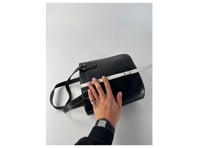 Vintage Courreges Leder Eimer Tasche Schwarz - Ansicht 10