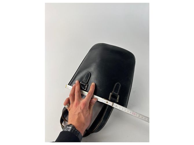 Vintage Courreges Leder Eimer Tasche Schwarz - Ansicht 11