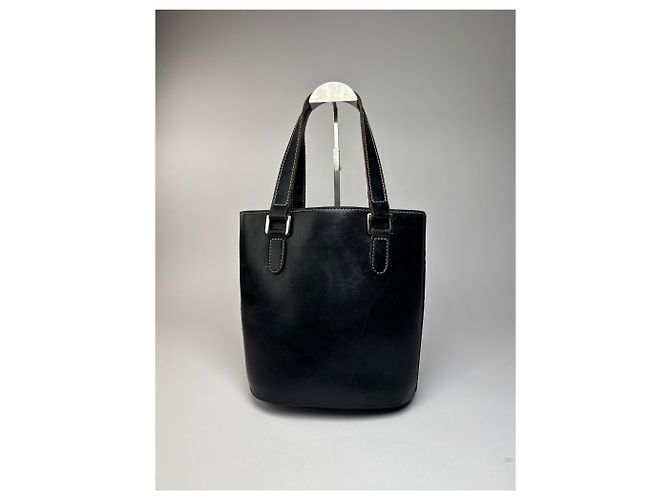 Vintage Courreges Leder Eimer Tasche Schwarz - Ansicht 14