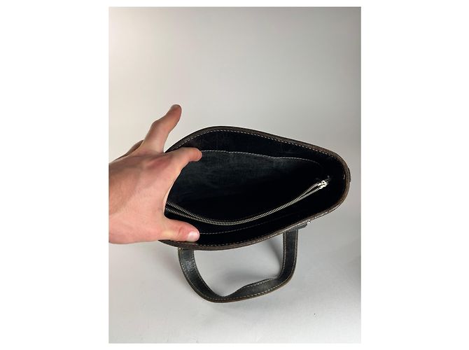 Vintage Courreges Leder Eimer Tasche Schwarz - Ansicht 3