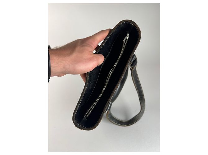 Vintage Courreges Leder Eimer Tasche Schwarz - Ansicht 5