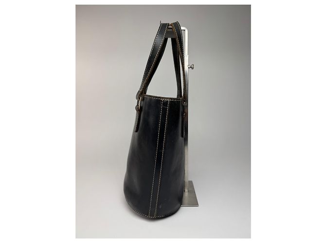 Vintage Courreges Leder Eimer Tasche Schwarz - Ansicht 6