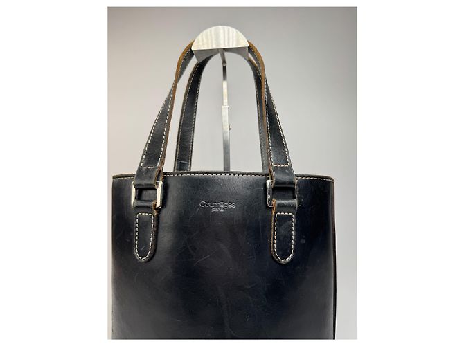 Vintage Courreges Leder Eimer Tasche Schwarz - Ansicht 7