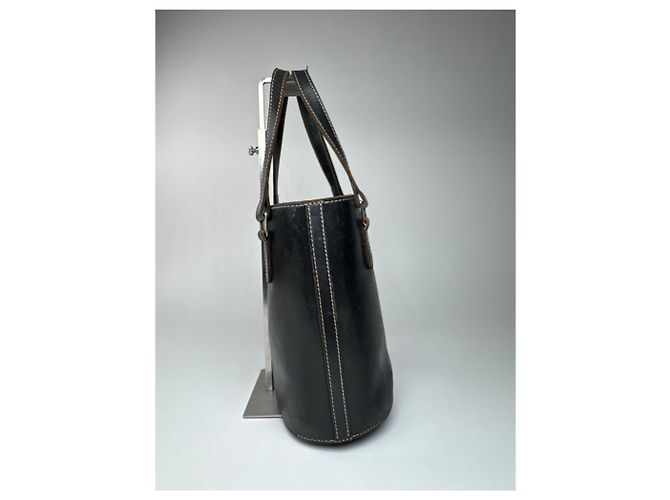 Vintage Courreges Leder Eimer Tasche Schwarz - Ansicht 8