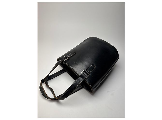 Vintage Courreges Leder Eimer Tasche Schwarz - Ansicht 9