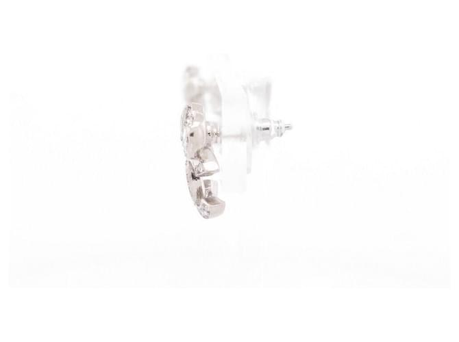 Orecchini Chanel Fiocco Metallo Argentato e Strass Argento - vista 3