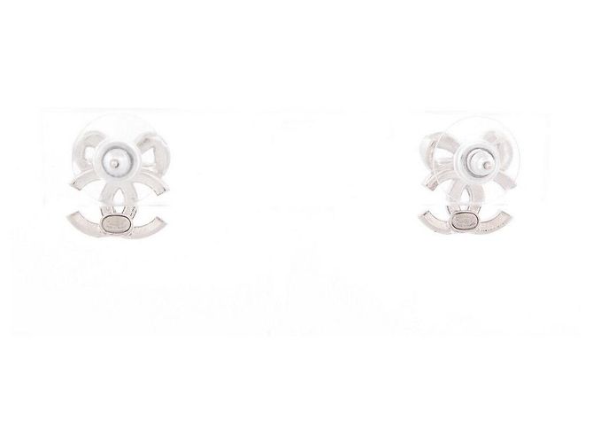 Orecchini Chanel Fiocco Metallo Argentato e Strass Argento - vista 4
