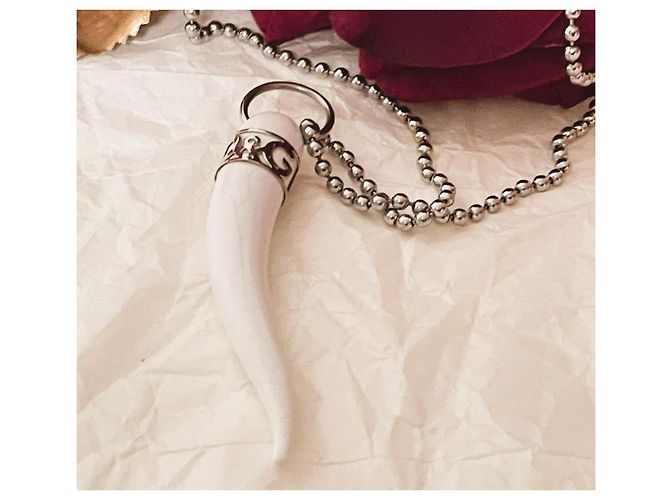 Colar icônico DOLCE & GABBANA com pingente 'corneta' da sorte branco Prata - vista 4