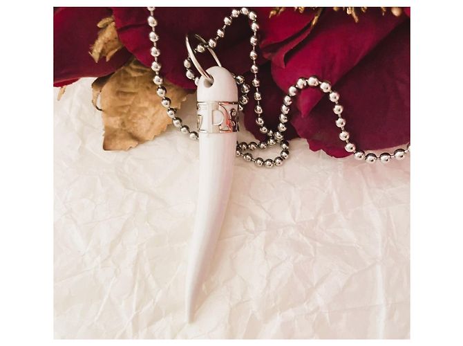 Colar icônico DOLCE & GABBANA com pingente 'corneta' da sorte branco Prata - vista 9