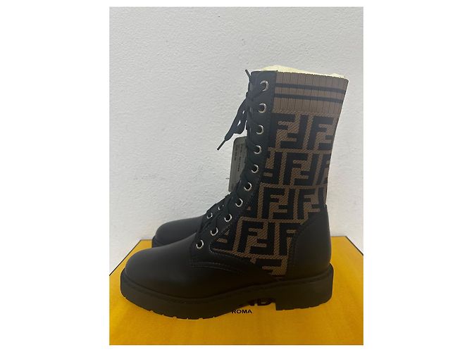 Botas Rockoko Fendi de cuero negro Castaño - vista 2