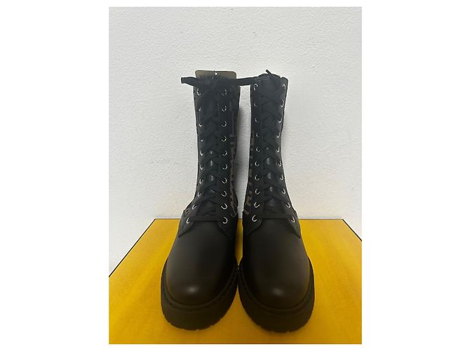 Botas Rockoko Fendi de cuero negro Castaño - vista 3