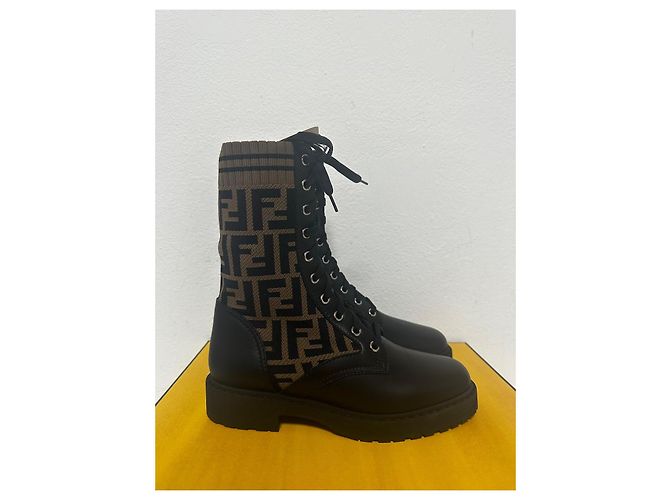 Botas Rockoko Fendi de cuero negro Castaño - vista 5