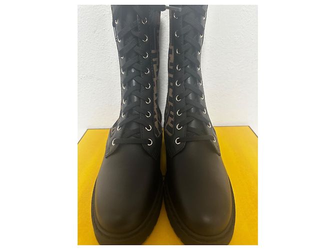 Botas Rockoko Fendi de cuero negro Castaño - vista 6