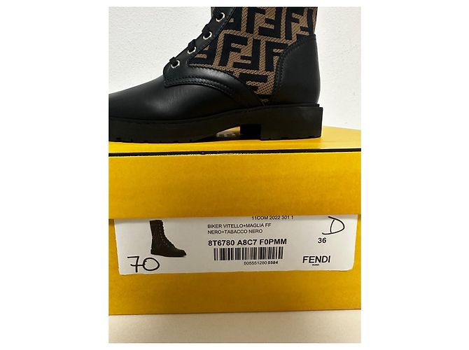 Botas Rockoko Fendi de cuero negro Castaño - vista 9