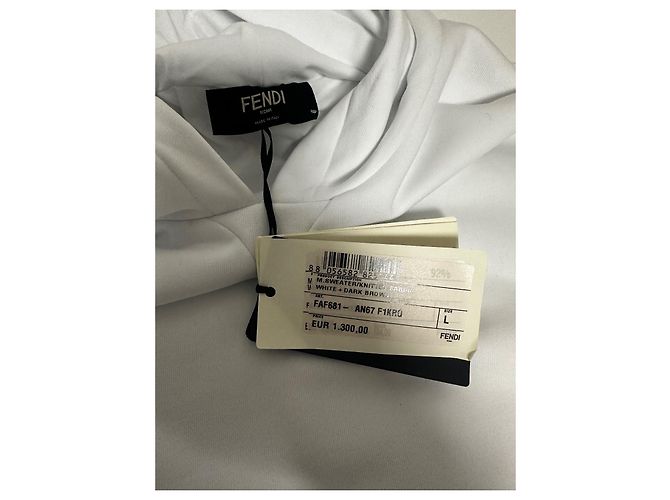 Fendi White FF Hoodie Brown Black - view 12