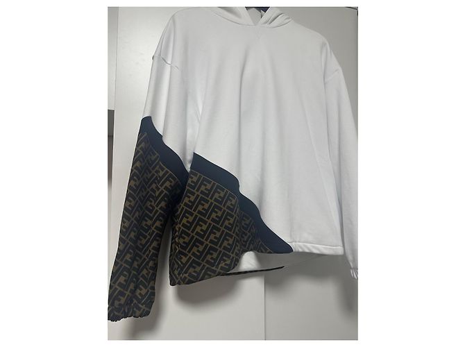 Fendi White FF Hoodie Brown Black - view 2