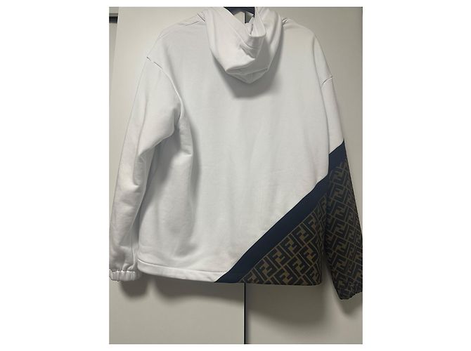 Fendi White FF Hoodie Brown Black - view 9
