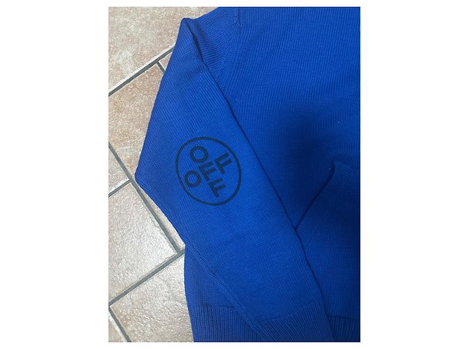 Off White Off-White Blaue Strickjacke mit Reißverschluss - Ansicht 4