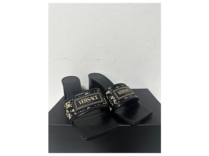Mules Barocco Theia di Versace Nero D'oro Arancione - vista 2